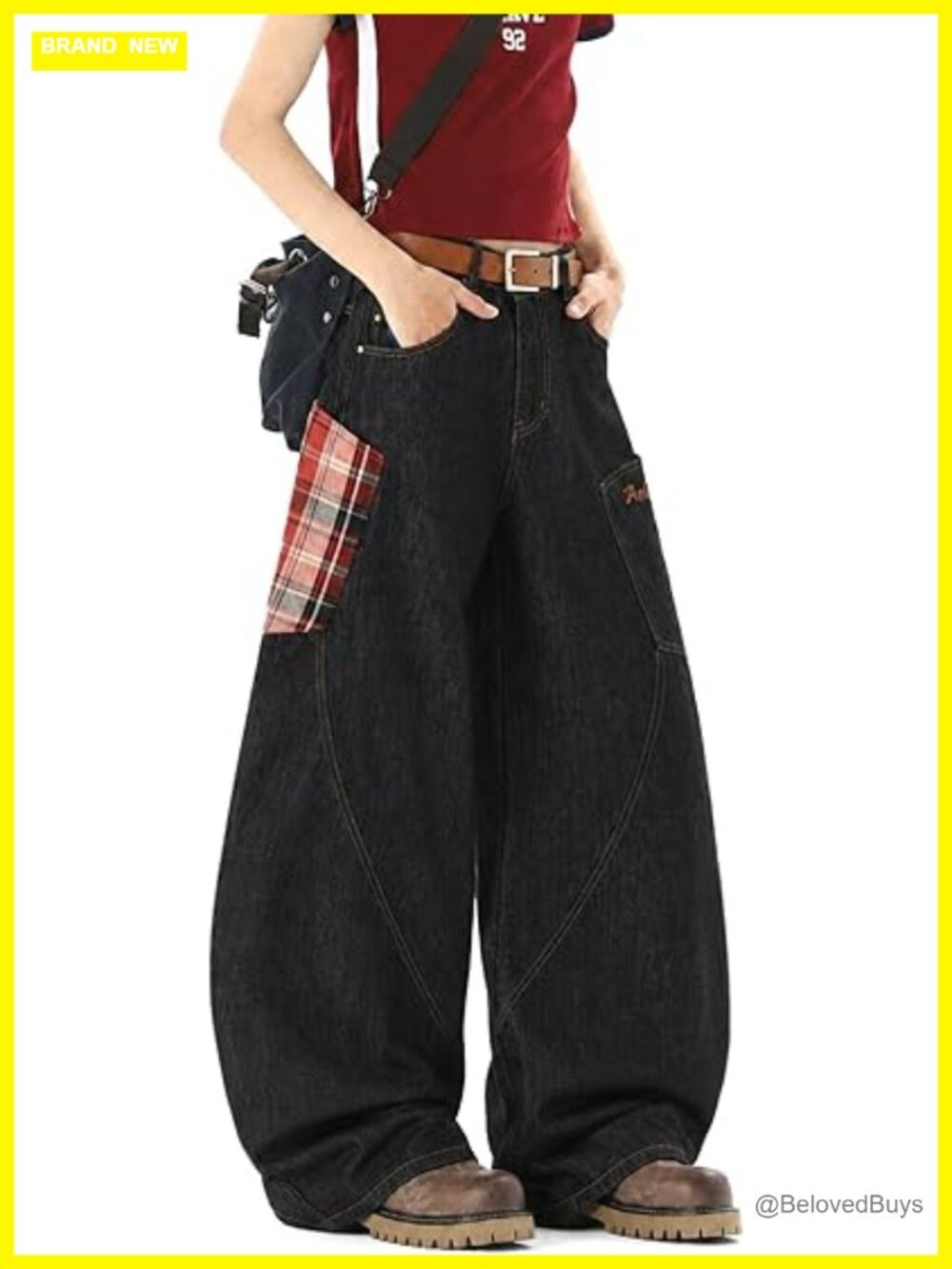 Baggy Barrel Jeans Wide Leg Denim Pants Y2K Hip Hop
